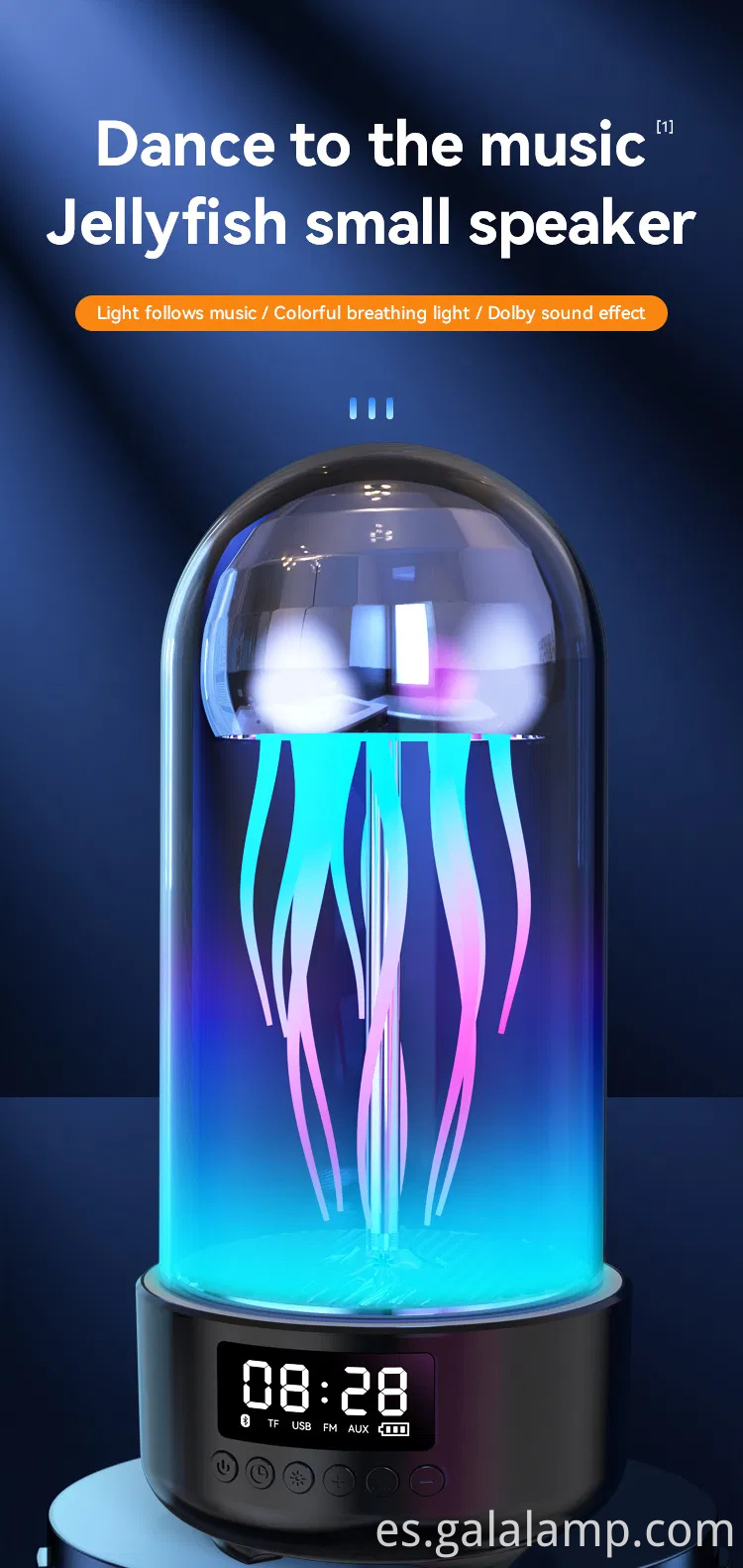 Altavoz Bluetooth inalámbrico inteligente, luz de respiración colorida, inteligente portátil